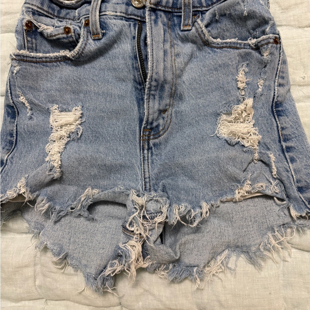 Abercrombie & Fitch Light Blue Distressed Jean Shorts